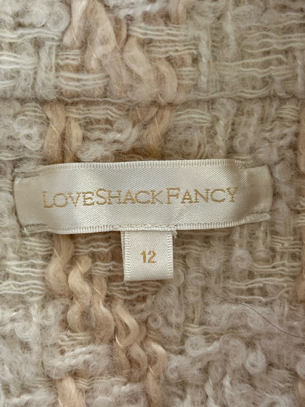 LoveShackFancy | Women’s ‘Harvest White’ Tweed Pearl-Button Cropped Jacket Sz 12 - Picture 14 of 16